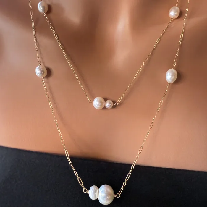 Freshwater Pearl Station Necklace Elisa Ilana Necklaces Freshwater Pearl Station Necklace Elisa Ilana Necklaces