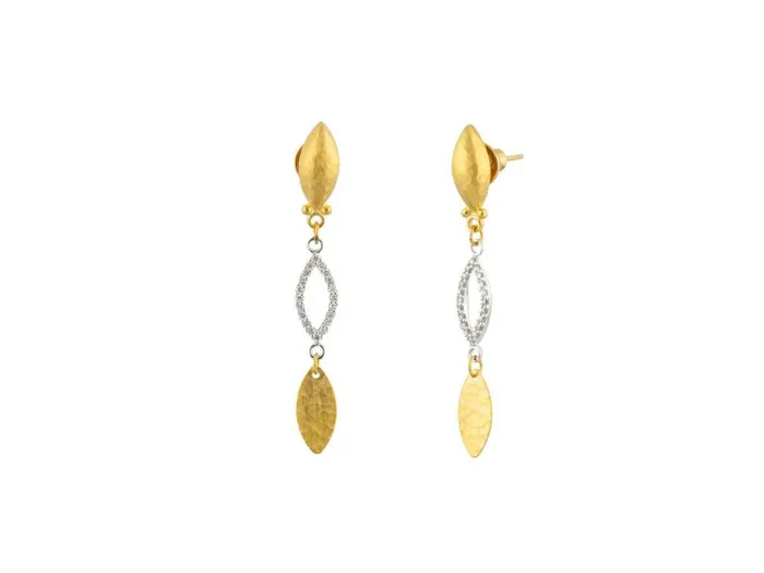 GG GOLD CLR Earrings GURHAN Willow Gold Diamond Double Drop Earrings Marquise Pave GG GOLD CLR Earrings GURHAN Willow Gold Diamond Double Drop Earrings Marquise Pave