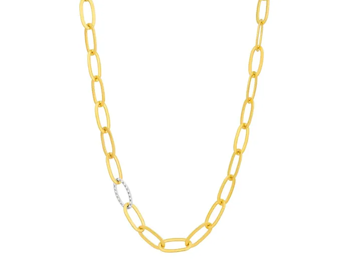 GG GOLD NEW Necklaces GURHAN Hoopla Gold Diamond Chain Link Necklace 20x7mm Flat Oval with Single Pave Link GG GOLD NEW Necklaces GURHAN Hoopla Gold Diamond Chain Link Necklace 20x7mm Flat Oval with Single Pave Link