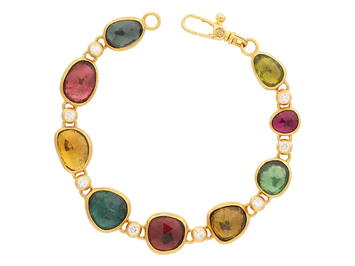 GG GOLD OOAK Bracelets GURHAN Elements Gold Tourmaline All Around SingleStrand Bracelet Mixed Amorphous Shapes GG GOLD OOAK Bracelets GURHAN Elements Gold Tourmaline All Around SingleStrand Bracelet Mixed Amorphous Shapes