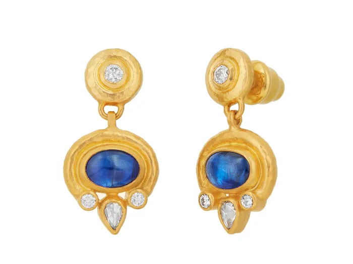 GG GOLD OOAK Earrings GURHAN Muse Gold Kyanite Single Drop Earrings 8x6mm Oval set in Wide Frame