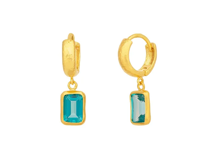 GG GOLD OOAK Earrings GURHAN Prism Gold Topaz Single Drop Earrings 7x5mm Rectangle on Huggie Hoop GG GOLD OOAK Earrings GURHAN Prism Gold Topaz Single Drop Earrings 7x5mm Rectangle on Huggie Hoop