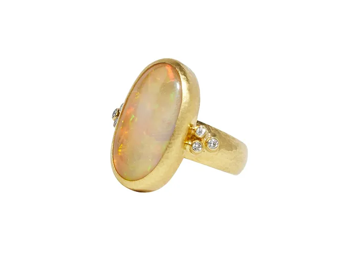GG GOLD OOAK Rings GURHAN Rune Gold Opal Cocktail Ring 23x12mm Oval