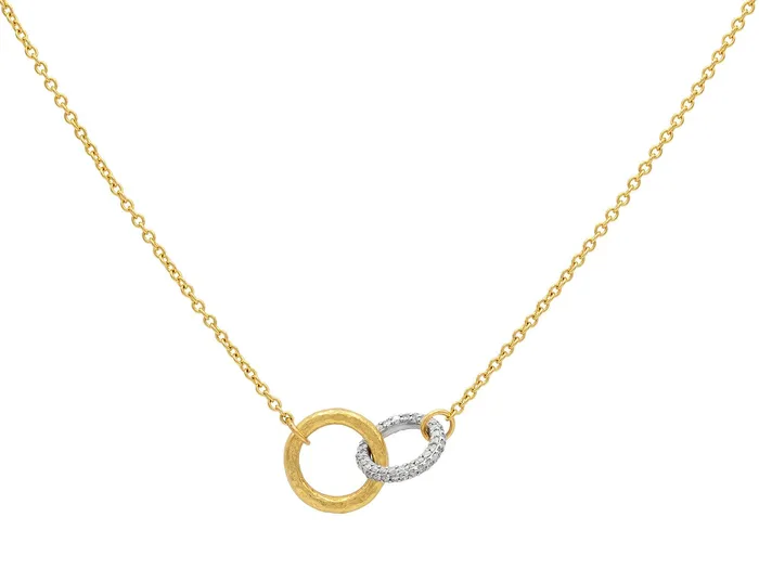 GG GOLD TRAD GURHAN Geo Gold Diamond Pave Pendant Necklace Double Interlock Necklaces GG GOLD TRAD GURHAN Geo Gold Diamond Pave Pendant Necklace Double Interlock Necklaces