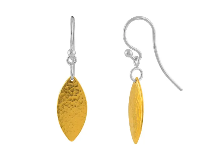 GG SILVER CLS GURHAN Willow Sterling Silver Single Drop Earrings 18mm Flake Wire Hook Gold Accents Earrings GG SILVER CLS GURHAN Willow Sterling Silver Single Drop Earrings 18mm Flake Wire Hook Gold Accents Earrings