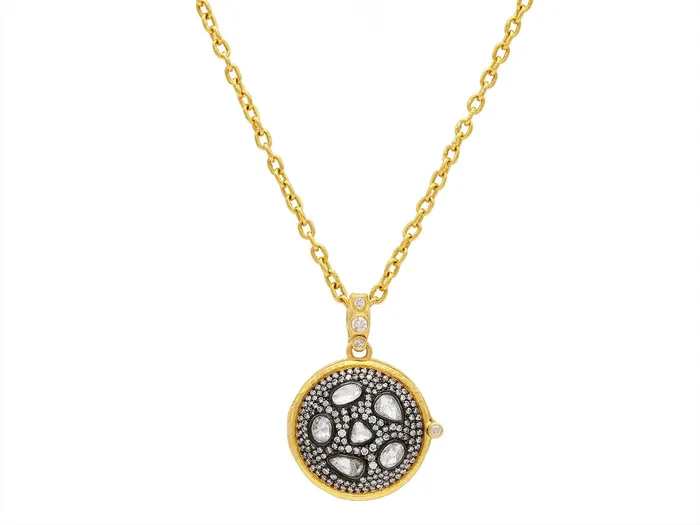 GURHAN Locket Gold Diamond Pendant Necklace Mixed Shaped Rosecut GG GOLD OOAK Necklaces GURHAN Locket Gold Diamond Pendant Necklace Mixed Shaped Rosecut GG GOLD OOAK Necklaces