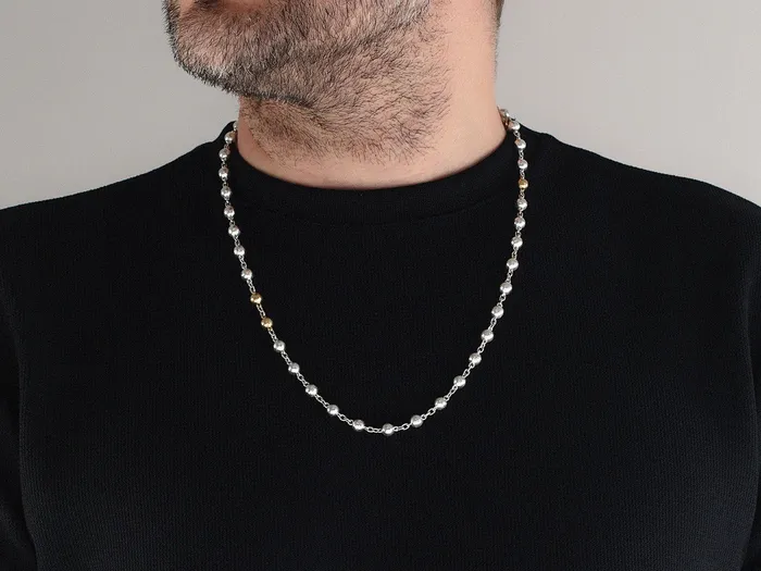 GURHAN Mens Sterling Silver Link Short Necklace 6mm Balls GG SILVER NEW Necklaces GURHAN Mens Sterling Silver Link Short Necklace 6mm Balls GG SILVER NEW Necklaces