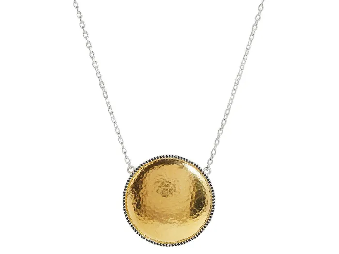 GURHAN Panther Sterling Silver Onyx Pendant Necklace Large Round Gold Accents GG SILVER CLR Necklaces GURHAN Panther Sterling Silver Onyx Pendant Necklace Large Round Gold Accents GG SILVER CLR Necklaces