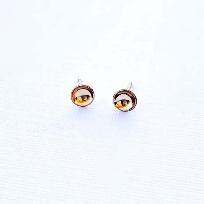Hoops By Hand Earrings Cup Disc Stud Earrings 14K Gold Filled