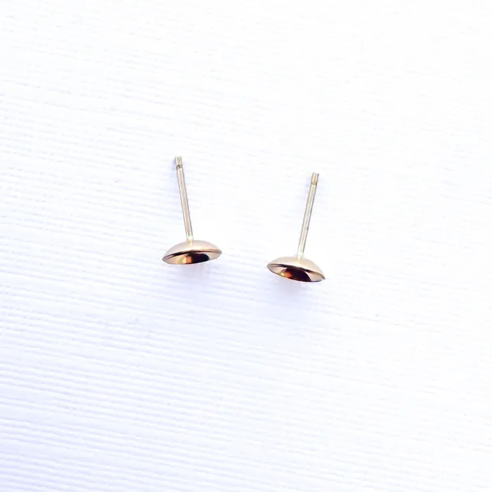 Hoops By Hand Earrings Cup Disc Stud Earrings 14K Gold Filled
