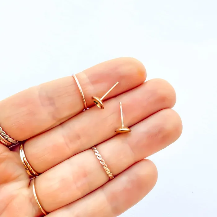 Hoops By Hand Earrings Cup Disc Stud Earrings 14K Gold Filled