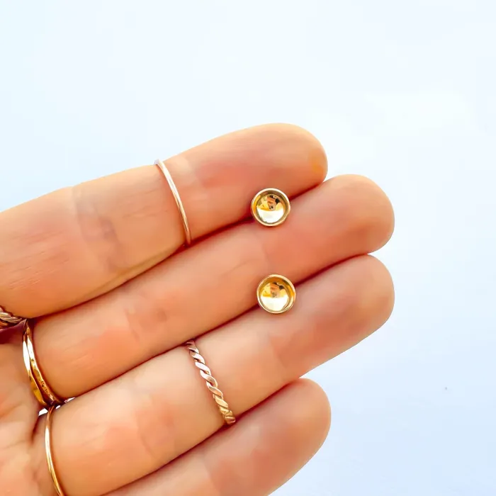 Hoops By Hand Earrings Cup Disc Stud Earrings 14K Gold Filled