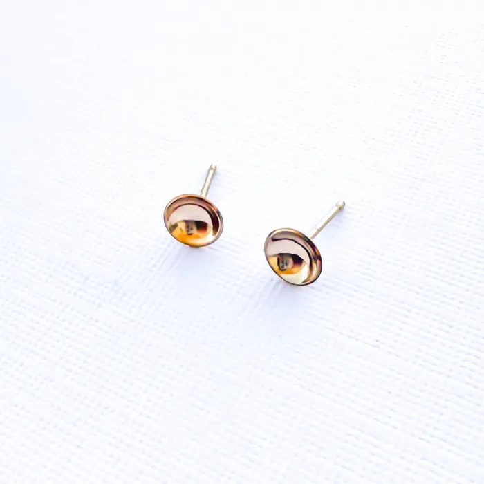 Hoops By Hand Earrings Cup Disc Stud Earrings 14K Gold Filled