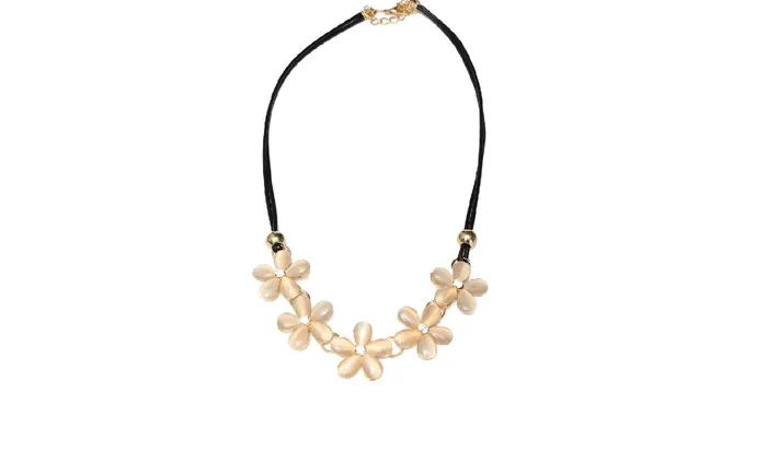 Leather Opal Flowers Necklace sparklingselections Necklaces