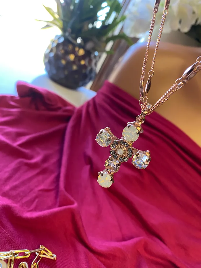 Mariana Flower Cross Ice Queen Pendant Necklaces