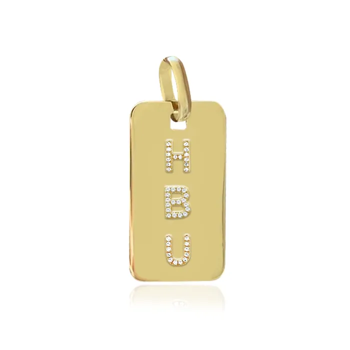 Mens Diamond Initials Dog Tag Charm Alev Collection Charm Necklaces