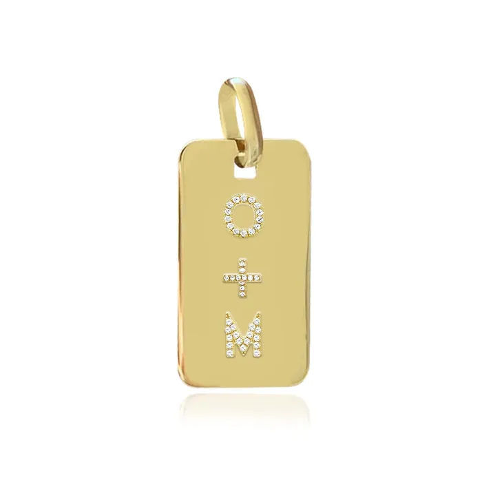 Mens Diamond Initials Dog Tag Charm Alev Collection Charm Necklaces