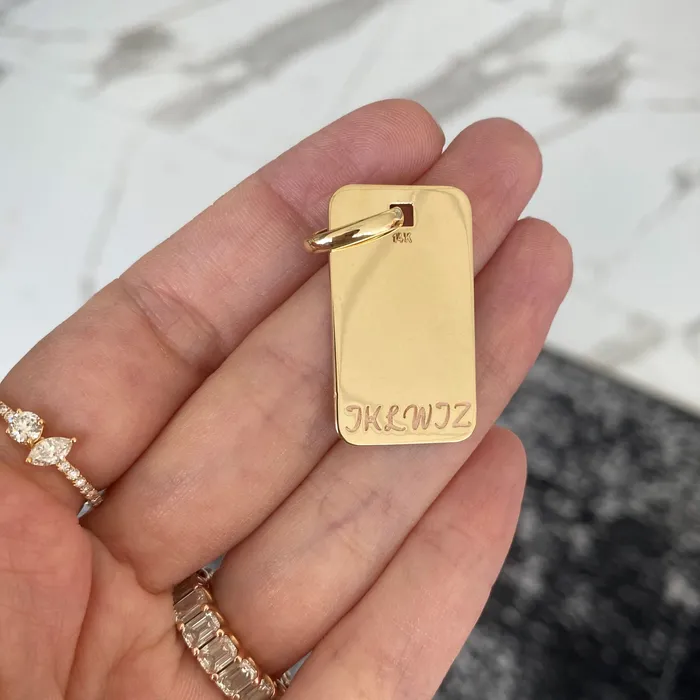 Mens Diamond Initials Dog Tag Charm Alev Collection Charm Necklaces