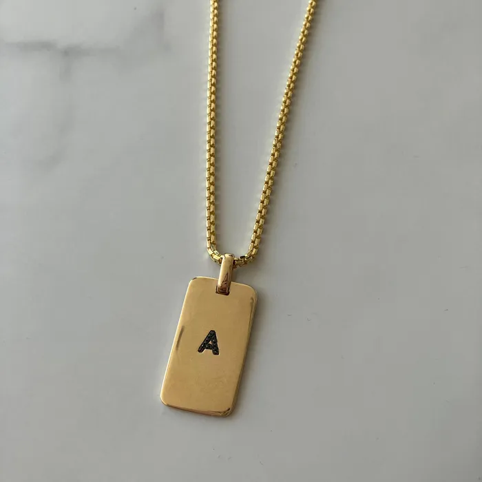 Mens Diamond Initials Dog Tag Charm Alev Collection Charm Necklaces
