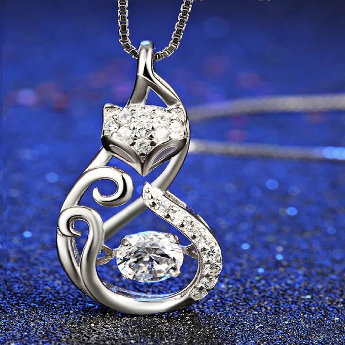 Movable Charm Cubic Zirconia Sterling Silver Necklace sparklingselections Necklaces Movable Charm Cubic Zirconia Sterling Silver Necklace sparklingselections Necklaces