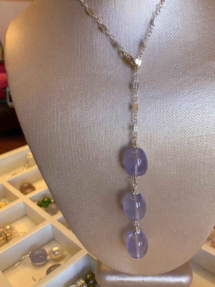 Necklaces Elisa Ilana Lavender Chalcedony in Sterling Silver Necklace