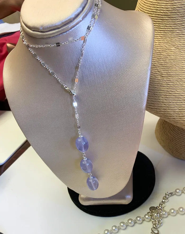Necklaces Elisa Ilana Lavender Chalcedony in Sterling Silver Necklace