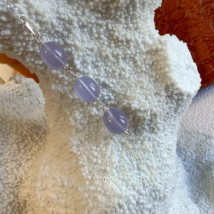 Necklaces Elisa Ilana Lavender Chalcedony in Sterling Silver Necklace