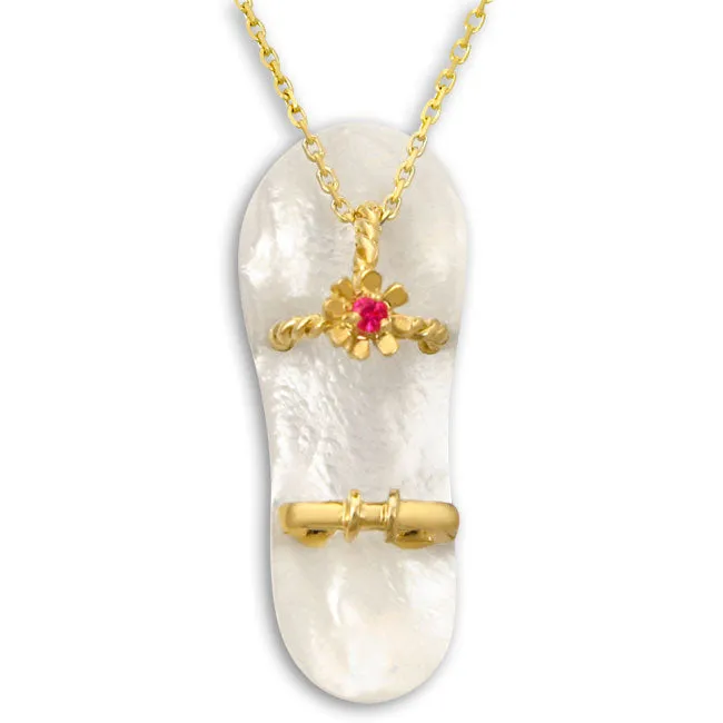 Necklaces Galatea Ruby with White Mother of Pearl Sandal Pendant337365 Galatea Necklaces Galatea Ruby with White Mother of Pearl Sandal Pendant337365 Galatea