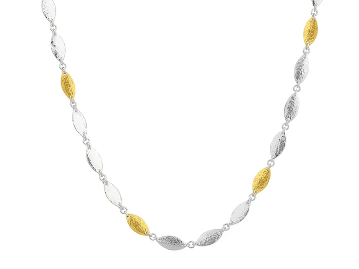 Necklaces GG SILVER CLS GURHAN Willow Sterling Silver SingleStrand Short Necklace 12mm Flakes Gold Accents Necklaces GG SILVER CLS GURHAN Willow Sterling Silver SingleStrand Short Necklace 12mm Flakes Gold Accents
