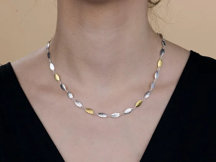 Necklaces GG SILVER CLS GURHAN Willow Sterling Silver SingleStrand Short Necklace 12mm Flakes Gold Accents Necklaces GG SILVER CLS GURHAN Willow Sterling Silver SingleStrand Short Necklace 12mm Flakes Gold Accents