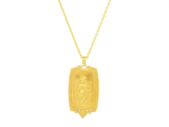 Necklaces GURHAN Muse Gold Crystal Intaglio Pendant Necklace Rectangular Erato Carving GG GOLD OOAK Necklaces GURHAN Muse Gold Crystal Intaglio Pendant Necklace Rectangular Erato Carving GG GOLD OOAK