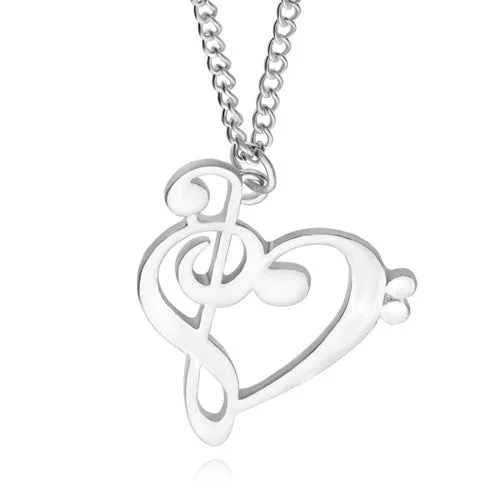 Necklaces sparklingselections Rose Gold Music Notes Heart Pendant Necklace for Women Necklaces sparklingselections Rose Gold Music Notes Heart Pendant Necklace for Women