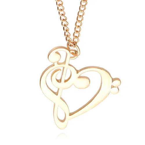Necklaces sparklingselections Rose Gold Music Notes Heart Pendant Necklace for Women Necklaces sparklingselections Rose Gold Music Notes Heart Pendant Necklace for Women