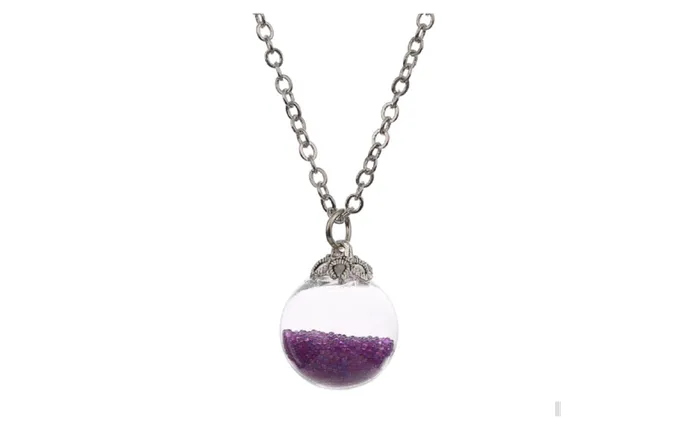Necklaces sparklingselections Small Glass Bottle Purple Bead Silver Plated Chain Necklace for Women Necklaces sparklingselections Small Glass Bottle Purple Bead Silver Plated Chain Necklace for Women