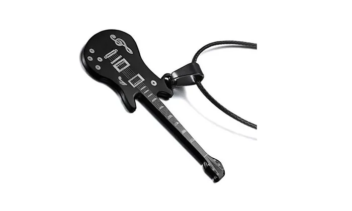 Necklaces sparklingselections Stainless Steel Musical Note Guitar Pendant Necklace Necklaces sparklingselections Stainless Steel Musical Note Guitar Pendant Necklace