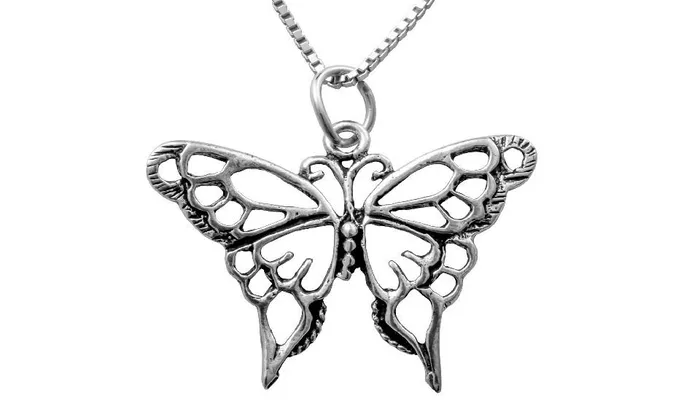Necklaces Womens Silver Butterfly Necklace Pendant sparklingselections