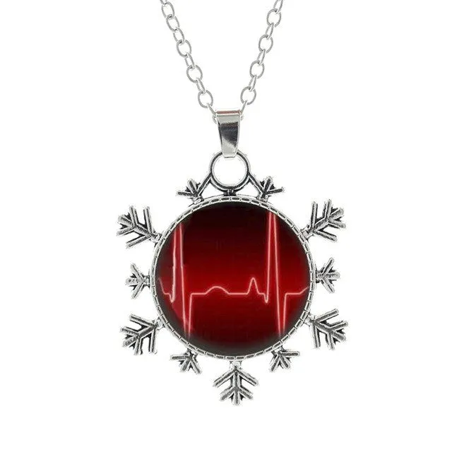 Nurse Doctor Heart beat charm jewelry Snowflake Pendant Necklace sparklingselections Necklaces Nurse Doctor Heart beat charm jewelry Snowflake Pendant Necklace sparklingselections Necklaces