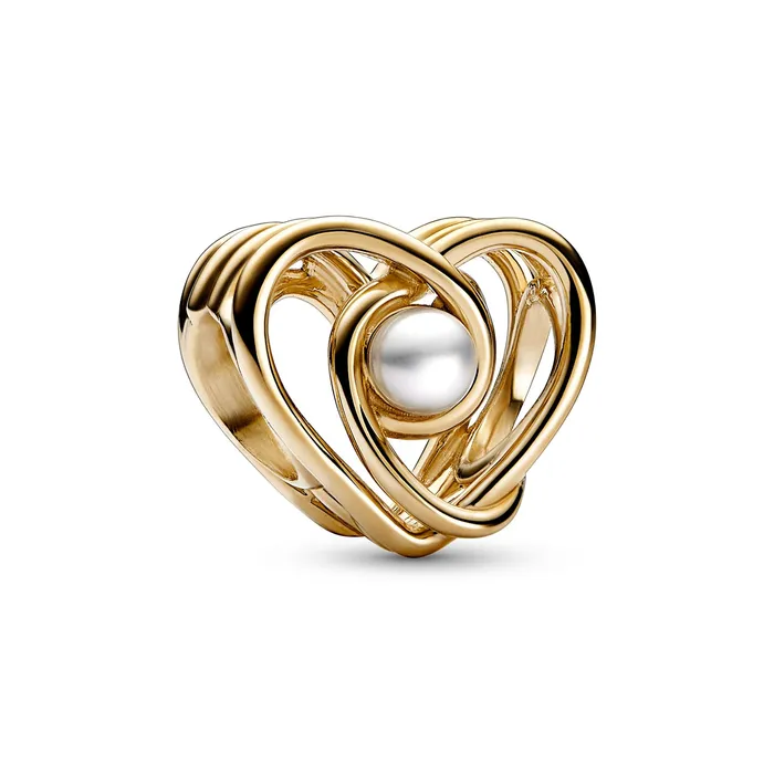Pandora Charm Necklaces Openwork Swirling Heart Freshwater Cultured Pearl Charm
