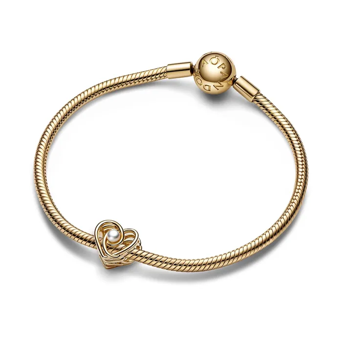 Pandora Charm Necklaces Openwork Swirling Heart Freshwater Cultured Pearl Charm
