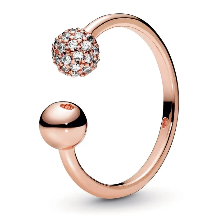 Pandora Rings Pandora Polished Pav Bead Open Ring Final Sale