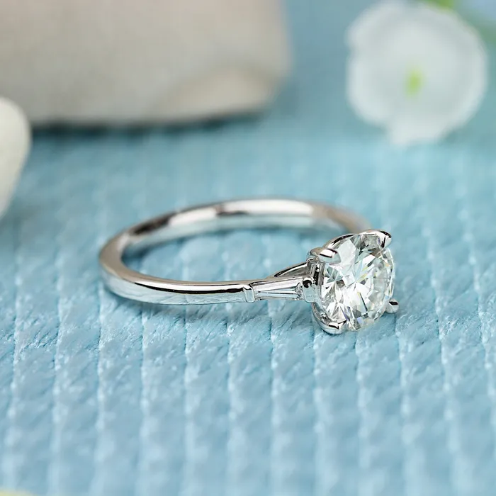 Parade Classic Round Head w Trillion Diamond Accent Engagement Ring Parade Designs Rings Parade Classic Round Head w Trillion Diamond Accent Engagement Ring Parade Designs Rings