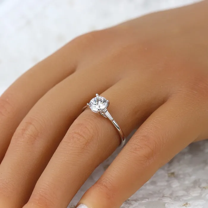 Parade Classic Round Head w Trillion Diamond Accent Engagement Ring Parade Designs Rings Parade Classic Round Head w Trillion Diamond Accent Engagement Ring Parade Designs Rings