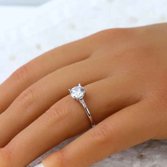 Parade Classic Round Head w Trillion Diamond Accent Engagement Ring Parade Designs Rings Parade Classic Round Head w Trillion Diamond Accent Engagement Ring Parade Designs Rings