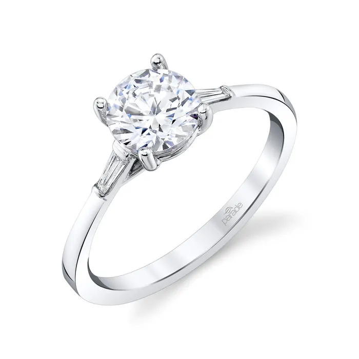 Parade Classic Round Head w Trillion Diamond Accent Engagement Ring Parade Designs Rings Parade Classic Round Head w Trillion Diamond Accent Engagement Ring Parade Designs Rings