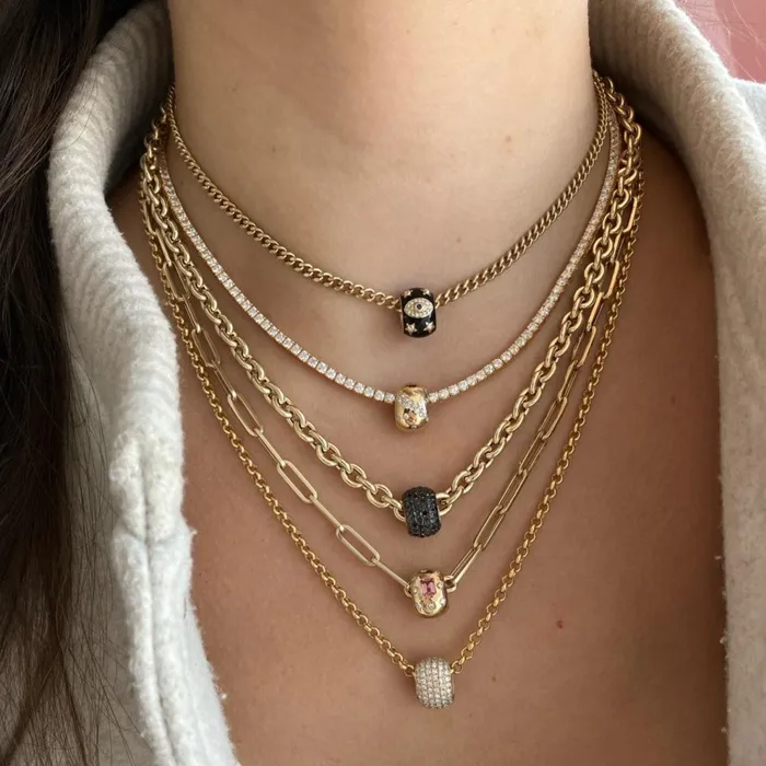 Pave Black Diamonds Loop Charm Alev Collection Charm Necklaces