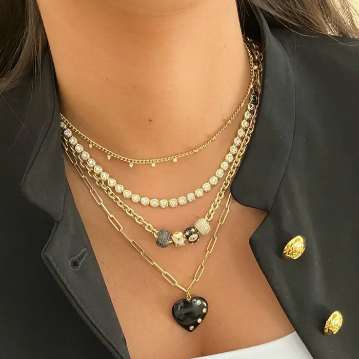 Pave Black Diamonds Loop Charm Alev Collection Charm Necklaces