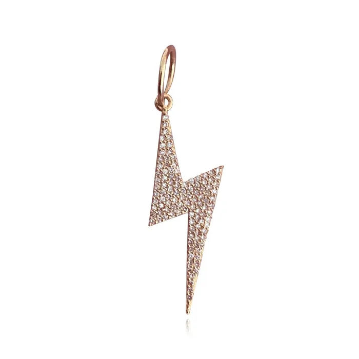 Pave Lightning Bolt Charm Alev Collection Charm Necklaces