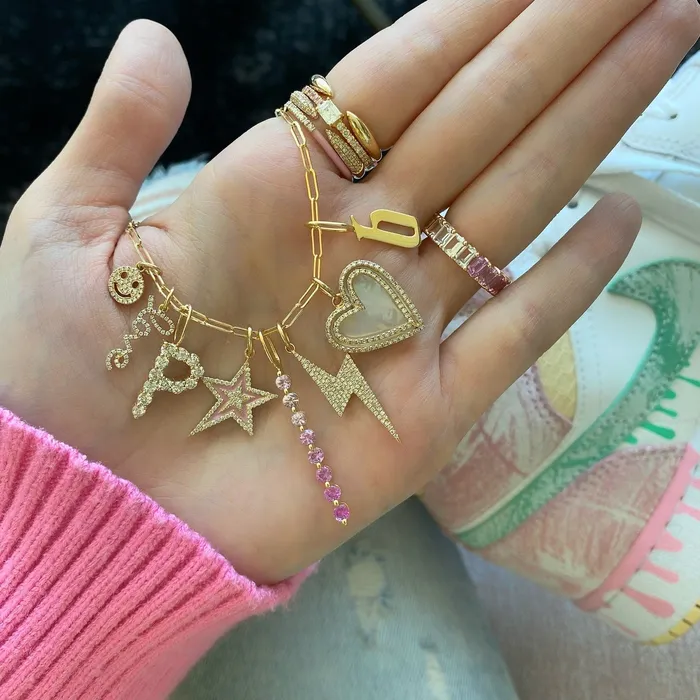 Pave Lightning Bolt Charm Alev Collection Charm Necklaces