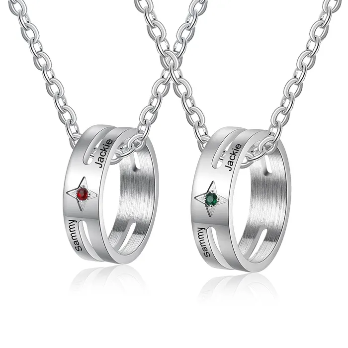 Personalized His and Hers Name Ring Necklace Ashley Jewels Necklaces