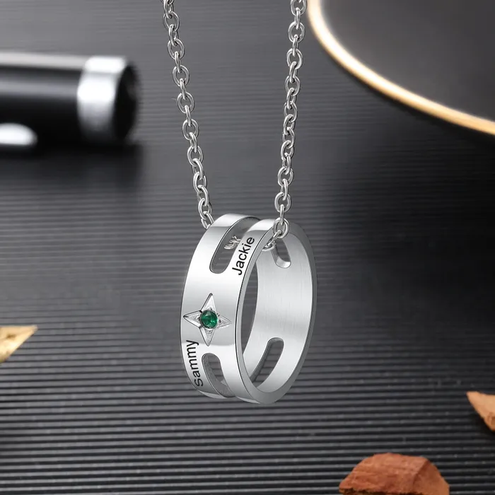Personalized His and Hers Name Ring Necklace Ashley Jewels Necklaces